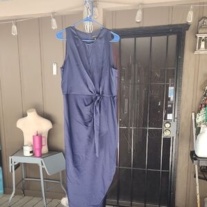 Ted Baker Blue Sleeveless V-neck Sheath Dress